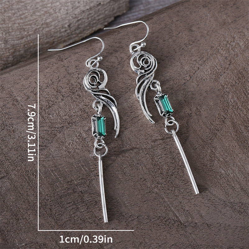 Wholesale gradient blue-green square zircon earrings